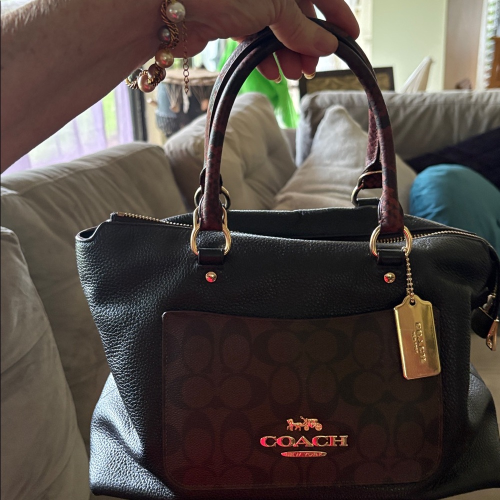 Black Brown Python Coach Bag - image 3